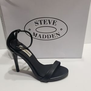 Steve Madden Stecy Women's Black Leather Slingback Stiletto Heels Sandals  5.5